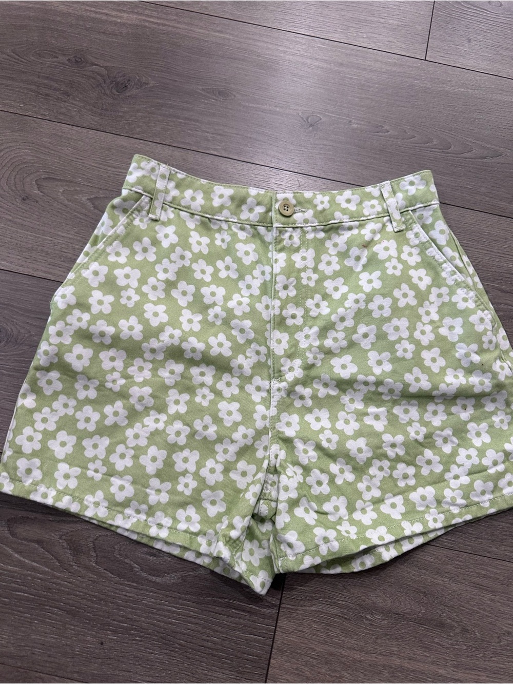 ASOS Shorts Womens Size 6 Green Daisy Print Floral‎ Mom High Rise 5" Inseam